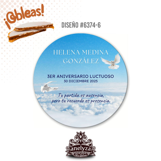 OBLEAS RELLENAS PERSONALIZADAS DISEÑO #6374-6 ANIVERSARIO LUCTUOSO