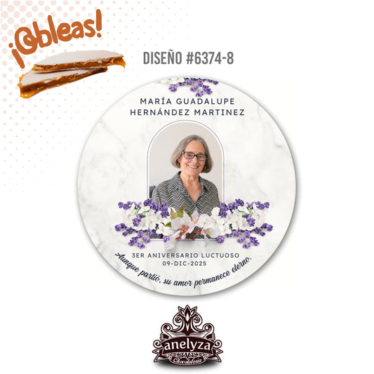 OBLEAS RELLENAS PERSONALIZADAS DISEÑO #6374-8 ANIVERSARIO LUCTUOSO FOTO