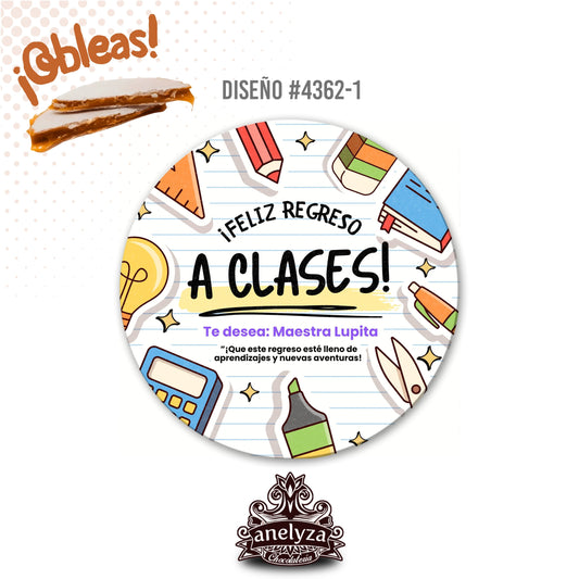 OBLEAS RELLENAS PERSONALIZADAS DISEÑO #4362-1 REGRESO A CLASES