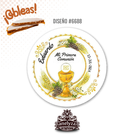 OBLEAS RELLENAS PERSONALIZADAS DISEÑO #6688 PRIMERA COMUNIÓN