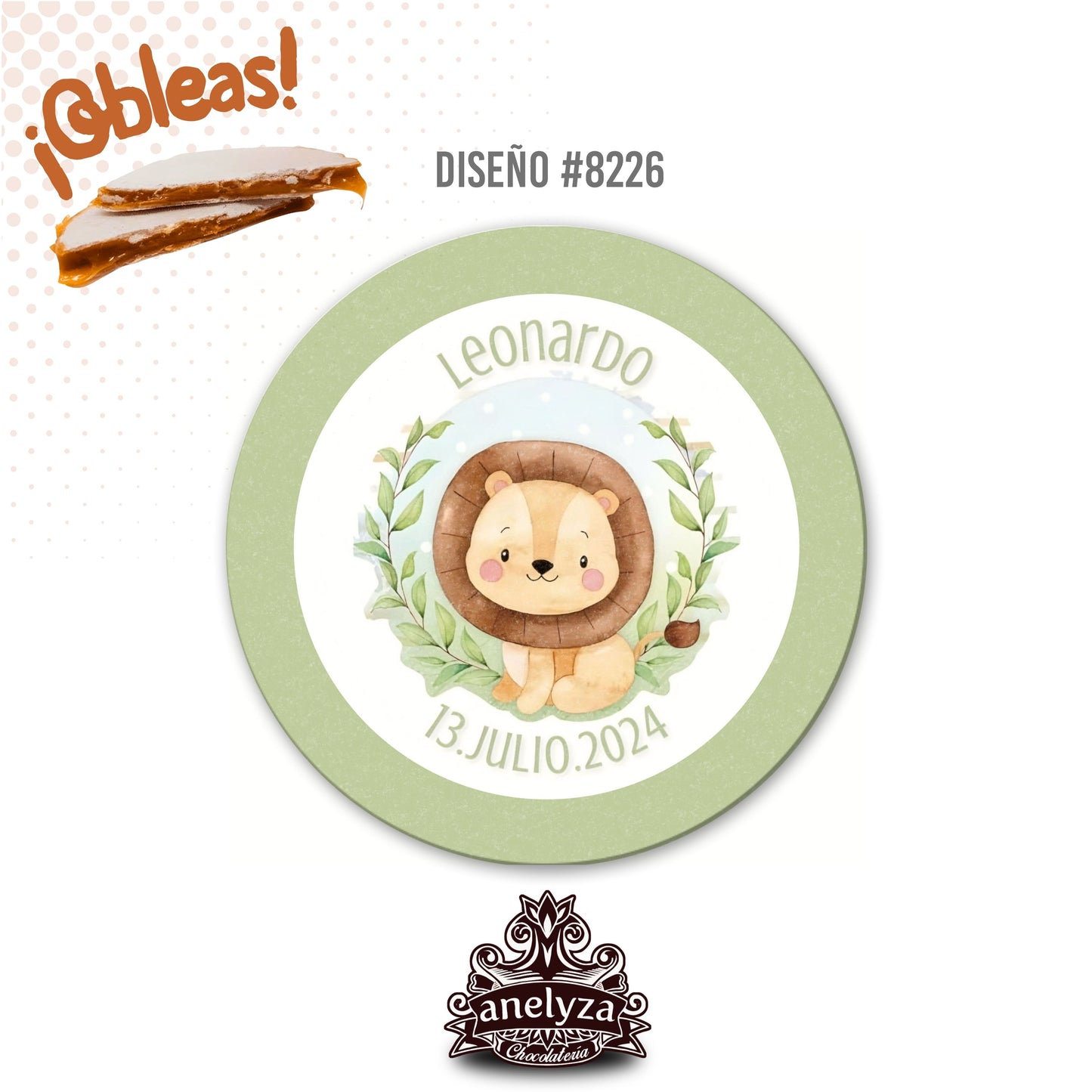 OBLEAS RELLENAS PERSONALIZADAS DISEÑO #0635 LEÓN SAFARI BABY SHOWER / NACIMIENTO