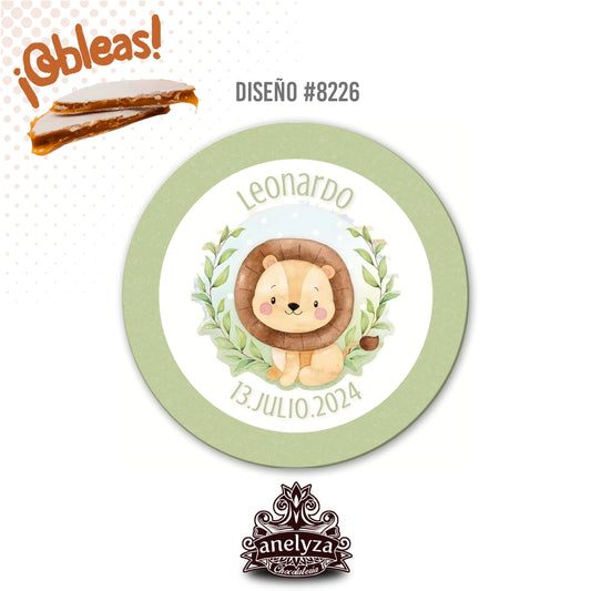 OBLEAS RELLENAS PERSONALIZADAS DISEÑO #0635 LEÓN SAFARI BABY SHOWER / NACIMIENTO