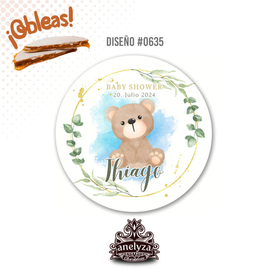 OBLEAS RELLENAS PERSONALIZADAS DISEÑO #0635 OSITO BABY SHOWER / NACIMIENTO