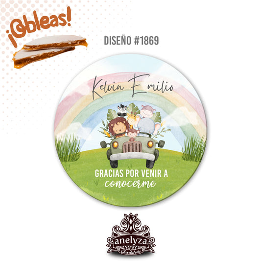 OBLEAS RELLENAS PERSONALIZADAS DISEÑO #1869 ANIMALES SAFARI BABY SHOWER / NACIMIENTO