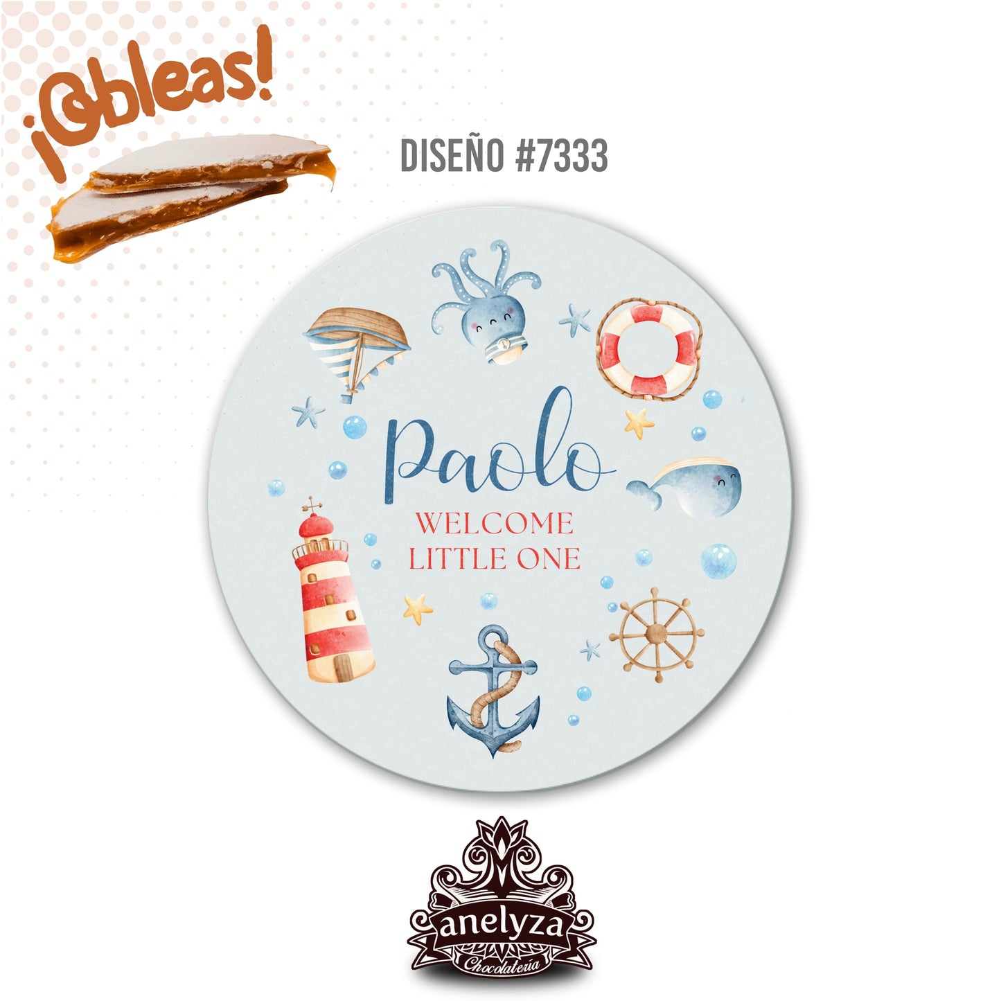 OBLEAS RELLENAS PERSONALIZADAS DISEÑO #7333 MAR BABY SHOWER / NACIMIENTO