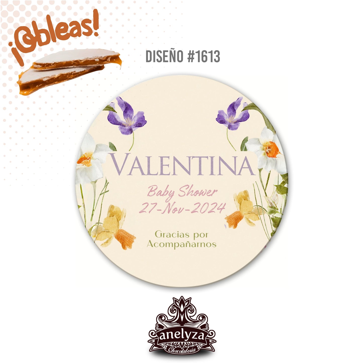 OBLEAS RELLENAS PERSONALIZADAS DISEÑO #1613 BABY SHOWER / NACIMIENTO