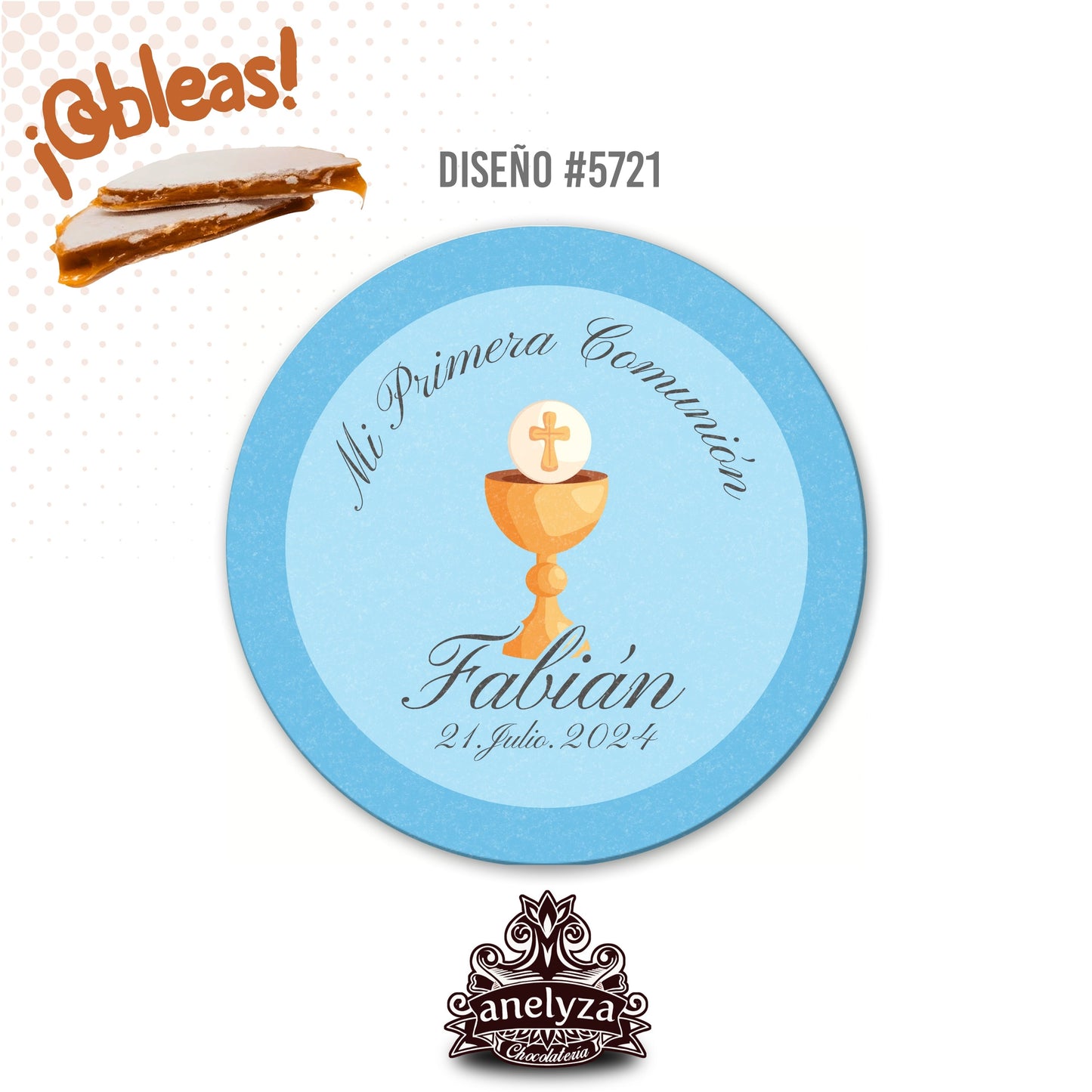 OBLEAS RELLENAS PERSONALIZADAS DISEÑO #5721 PRIMERA COMUNIÓN