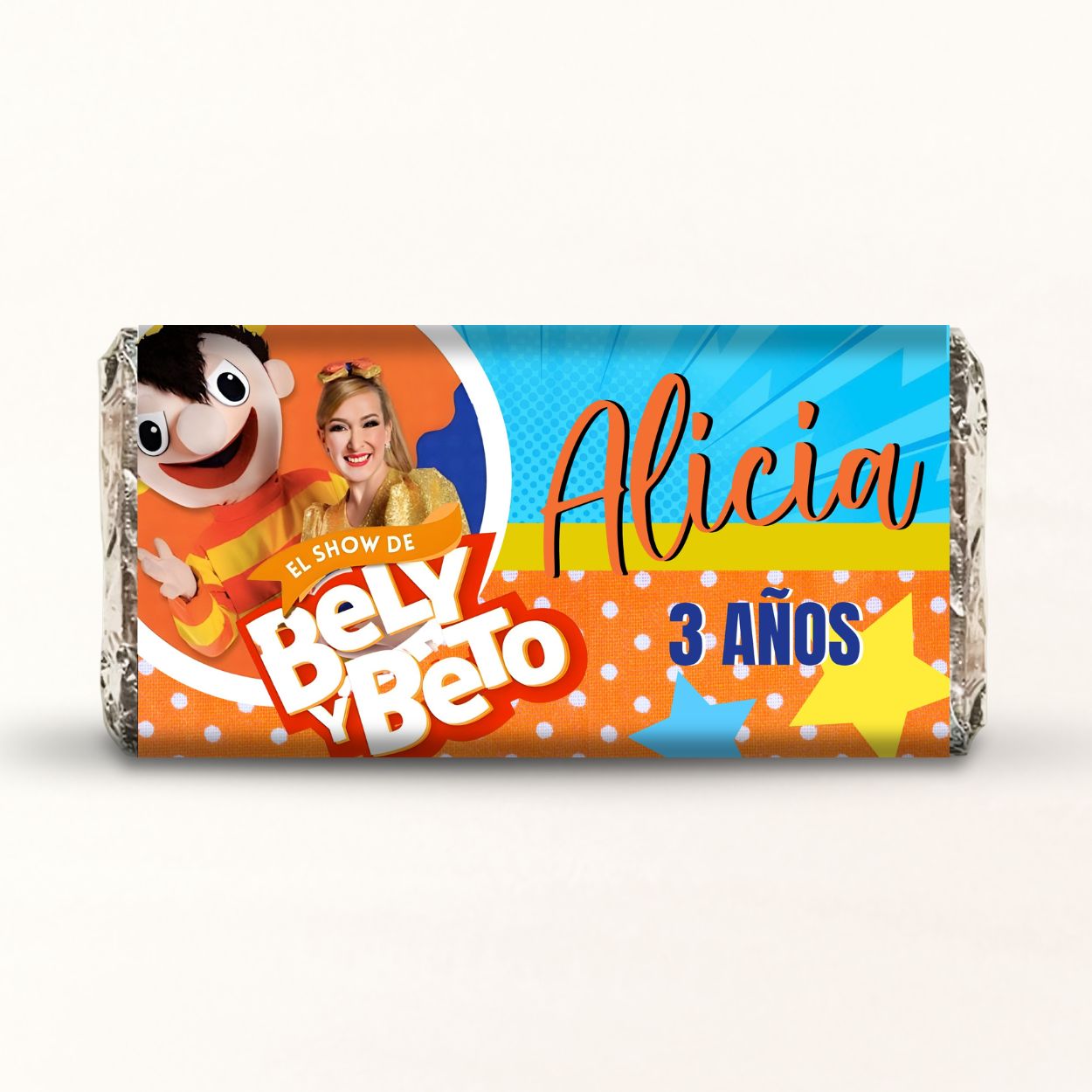 BARRAS DE CHOCOLATE PERSONALIZADAS DISEÑO #4903 BELY Y BETO FIESTAS INFANTILES
