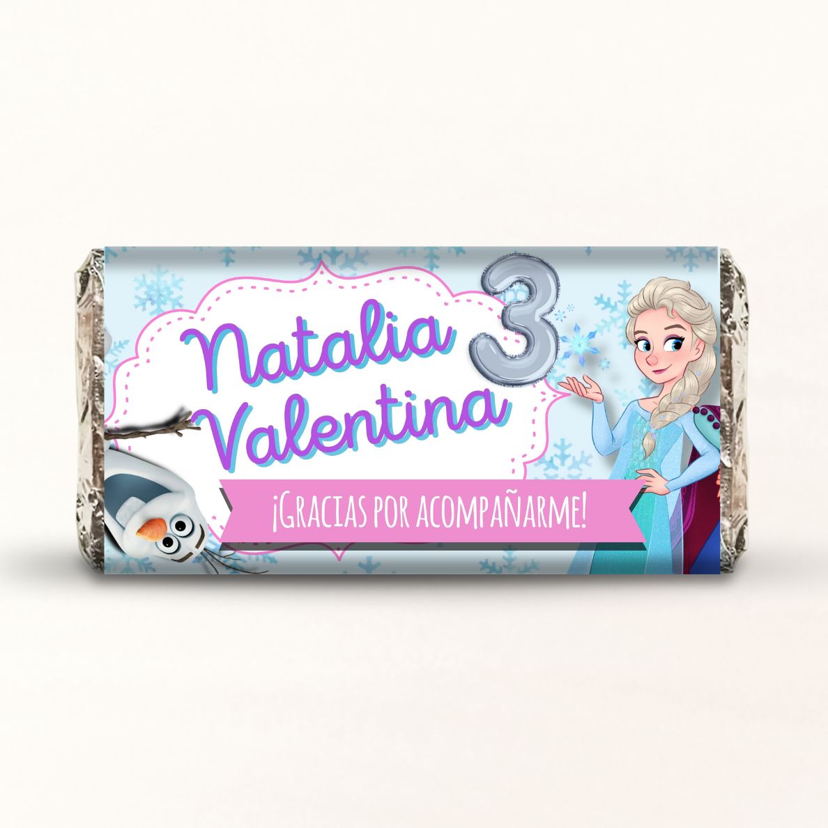 BARRAS DE CHOCOLATE PERSONALIZADAS DISEÑO #8857 FROZEN FIESTAS INFANTILES