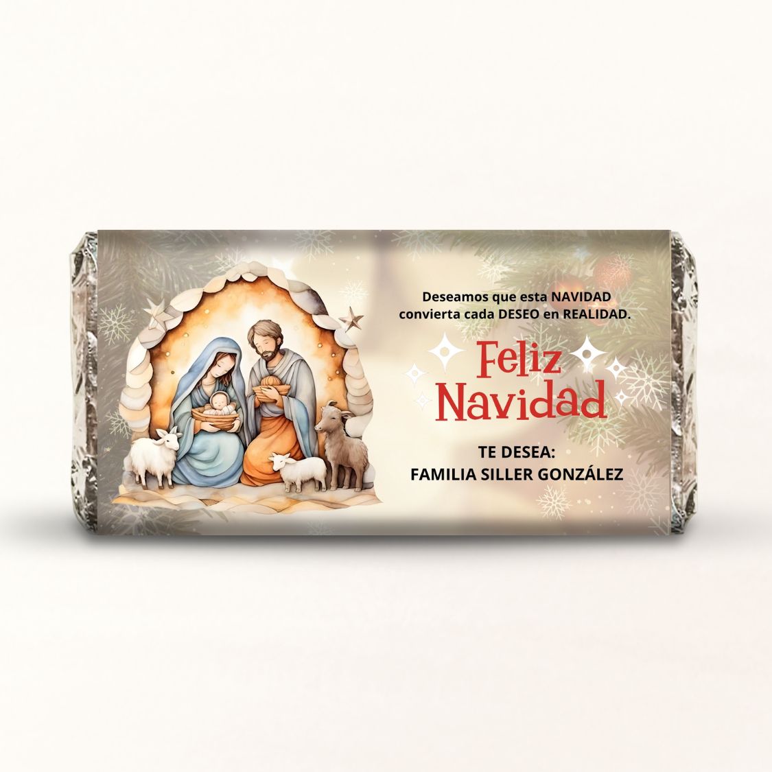 BARRAS DE CHOCOLATE PERSONALIZADAS DISEÑO #ND05 NIÑO DIOS NIÑO JESUS FELIZ NAVIDAD