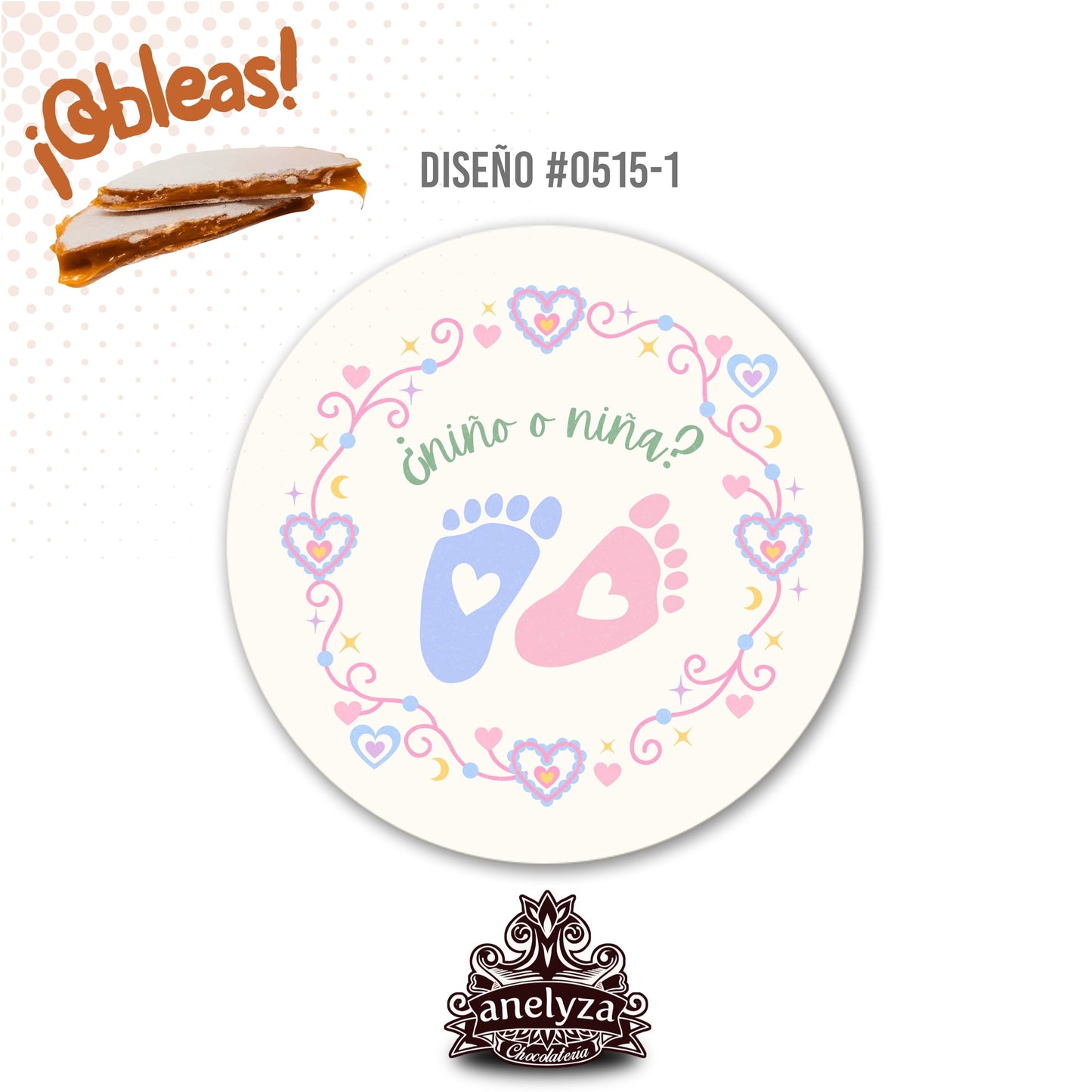 OBLEAS RELLENAS PERSONALIZADAS DISEÑO #0515-1 REVELACIÓN DE SEXO