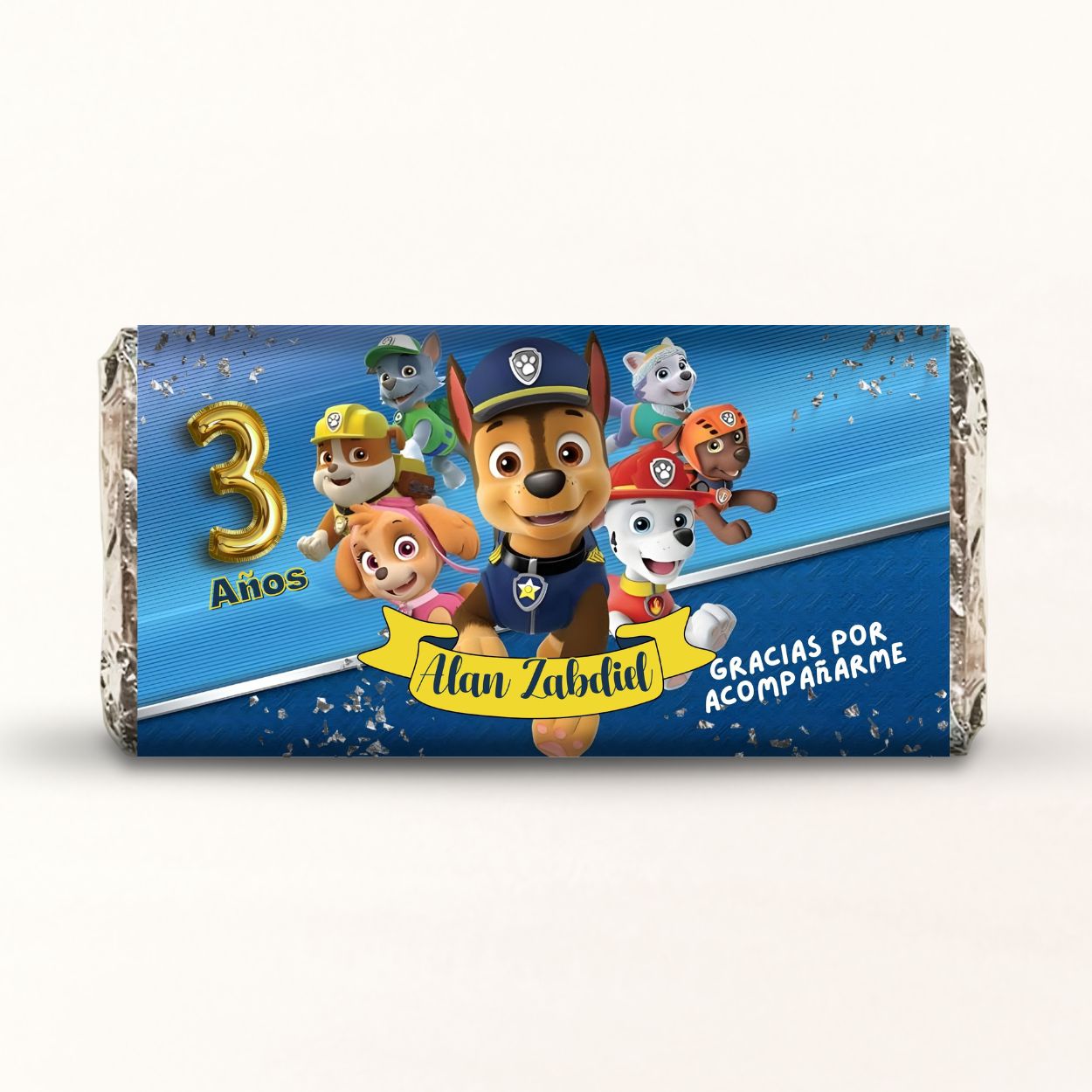 BARRAS DE CHOCOLATE PERSONALIZADAS DISEÑO #79634 PAW PATROL FIESTAS INFANTILES
