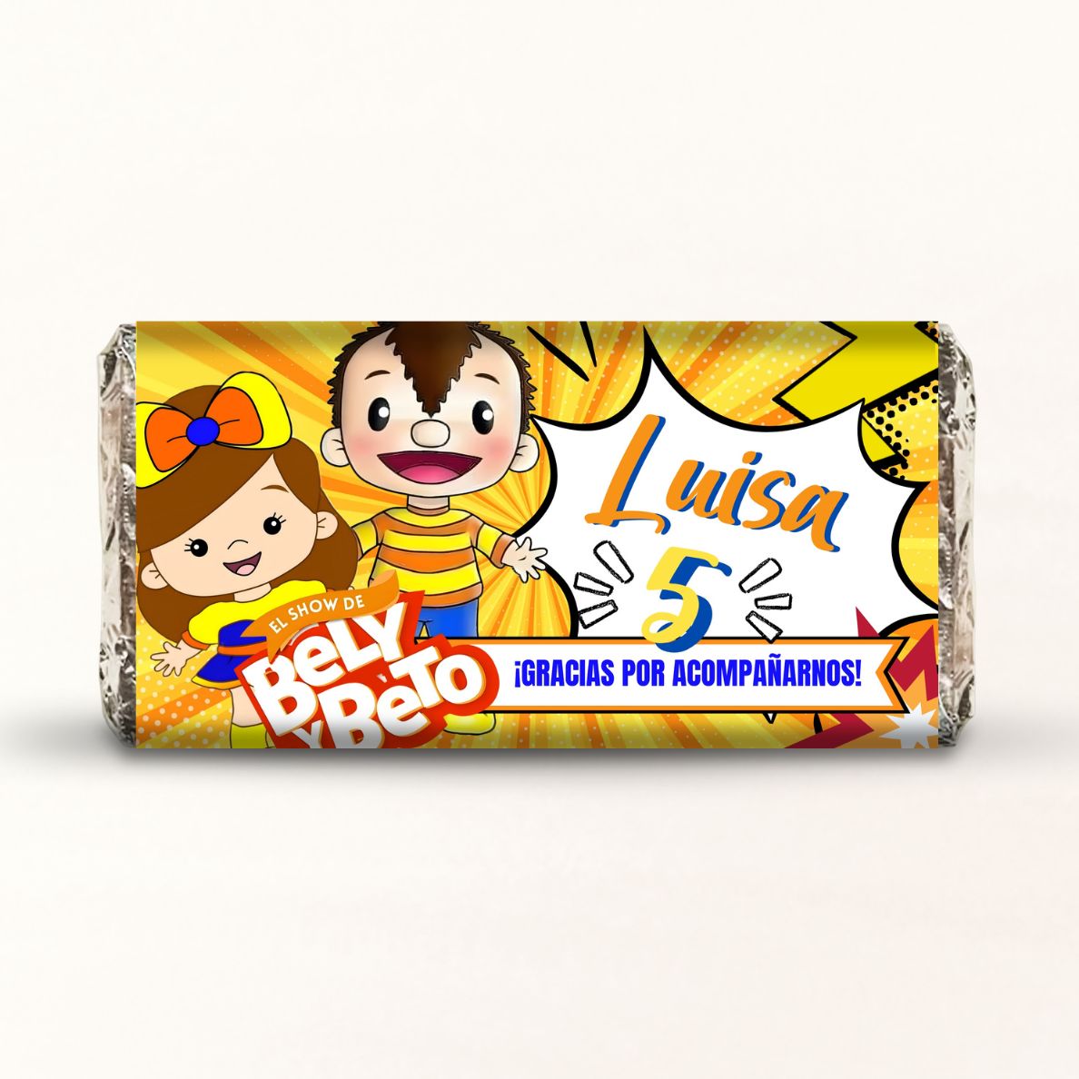 BARRAS DE CHOCOLATE PERSONALIZADAS DISEÑO #7729 BELY Y BETO CARI FIESTAS INFANTILES