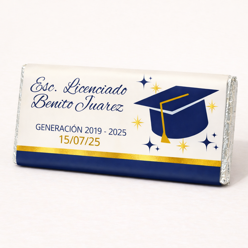 BARRAS DE CHOCOLATE PERSONALIZADAS DISEÑO #90117 GRADUACION