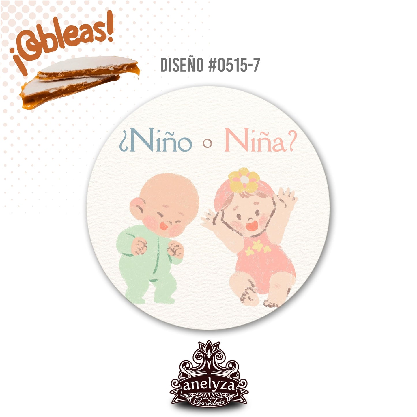 OBLEAS RELLENAS PERSONALIZADAS DISEÑO #0515-7 REVELACIÓN DE SEXO