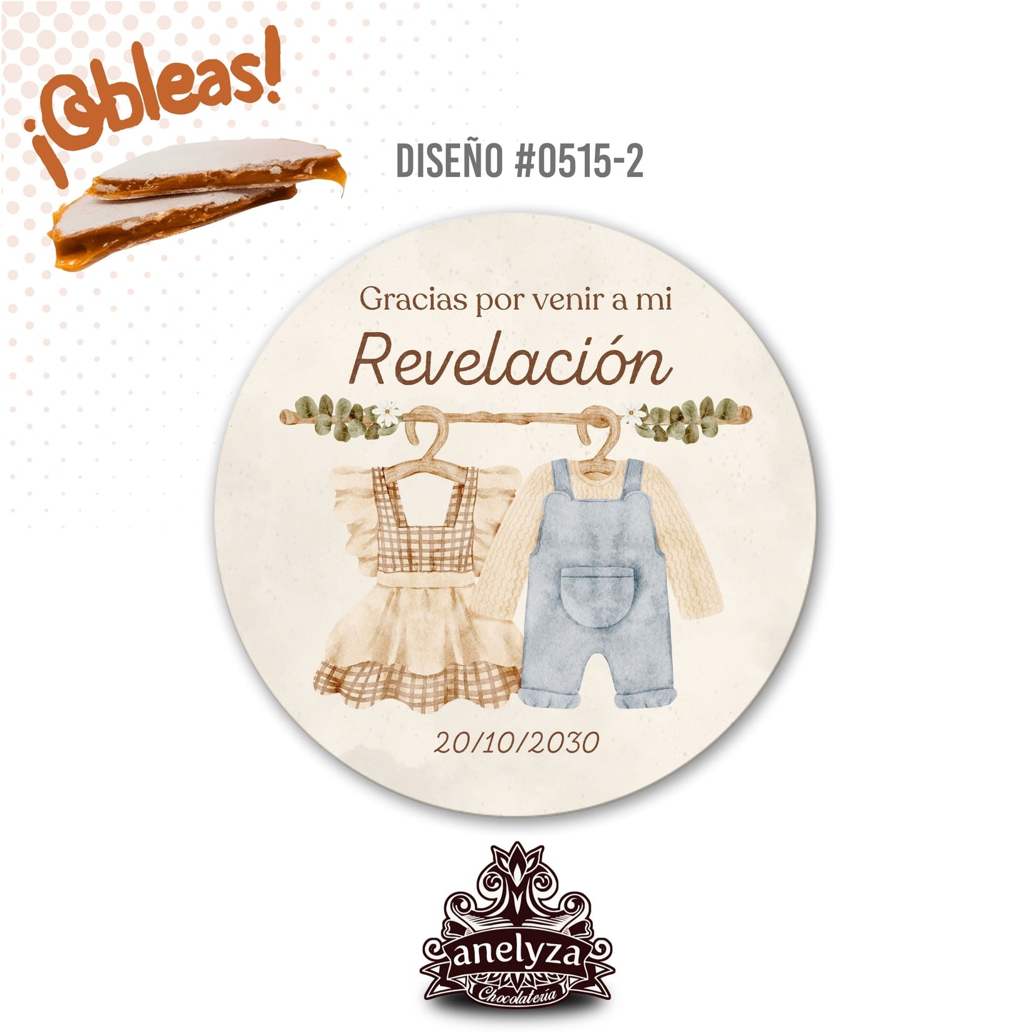 OBLEAS RELLENAS PERSONALIZADAS DISEÑO #0515-2 REVELACIÓN DE SEXO