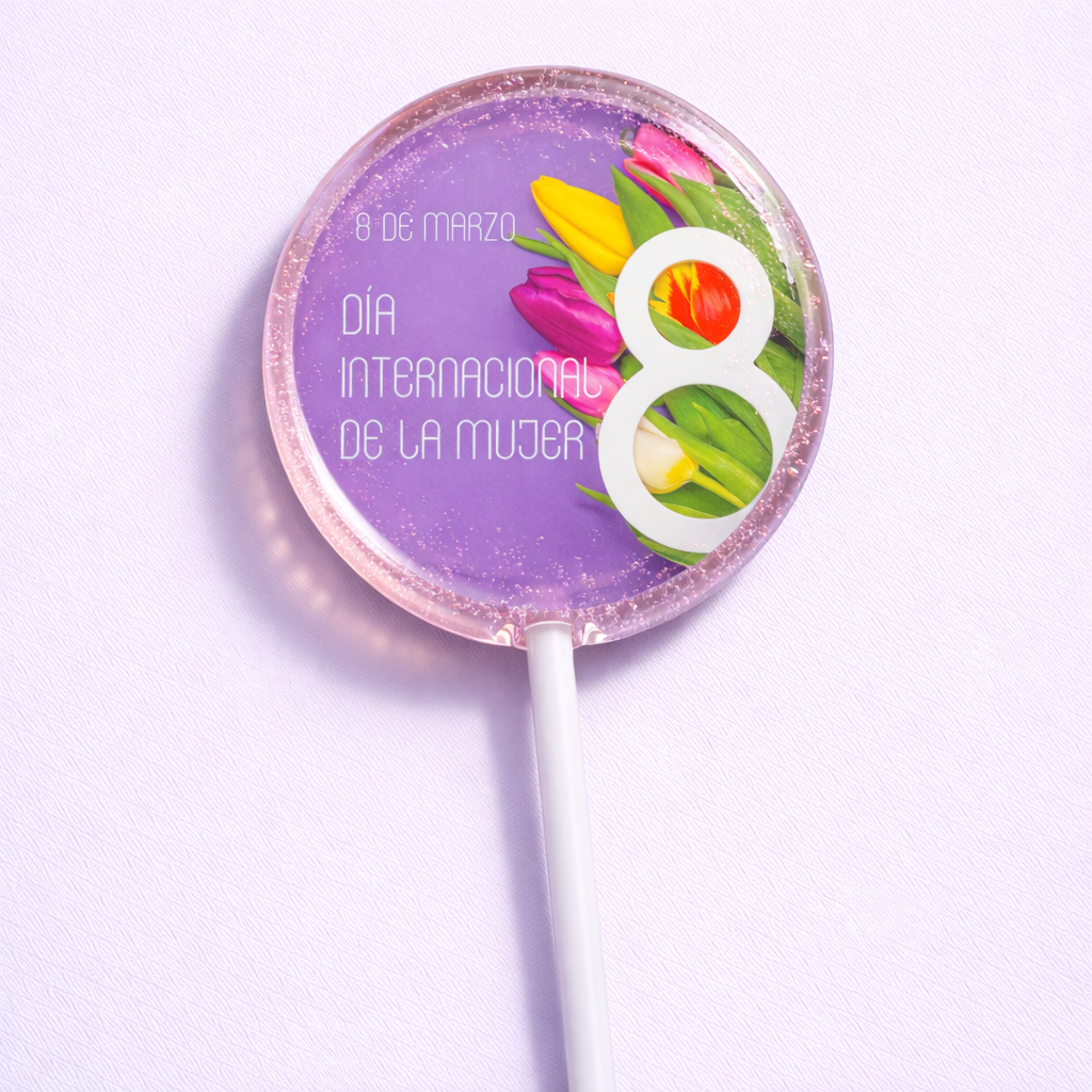 PALETAS DE CARAMELO PERSONALIZADAS DISEÑO #7740 DIA INTERNACIONAL DE LA MUJER