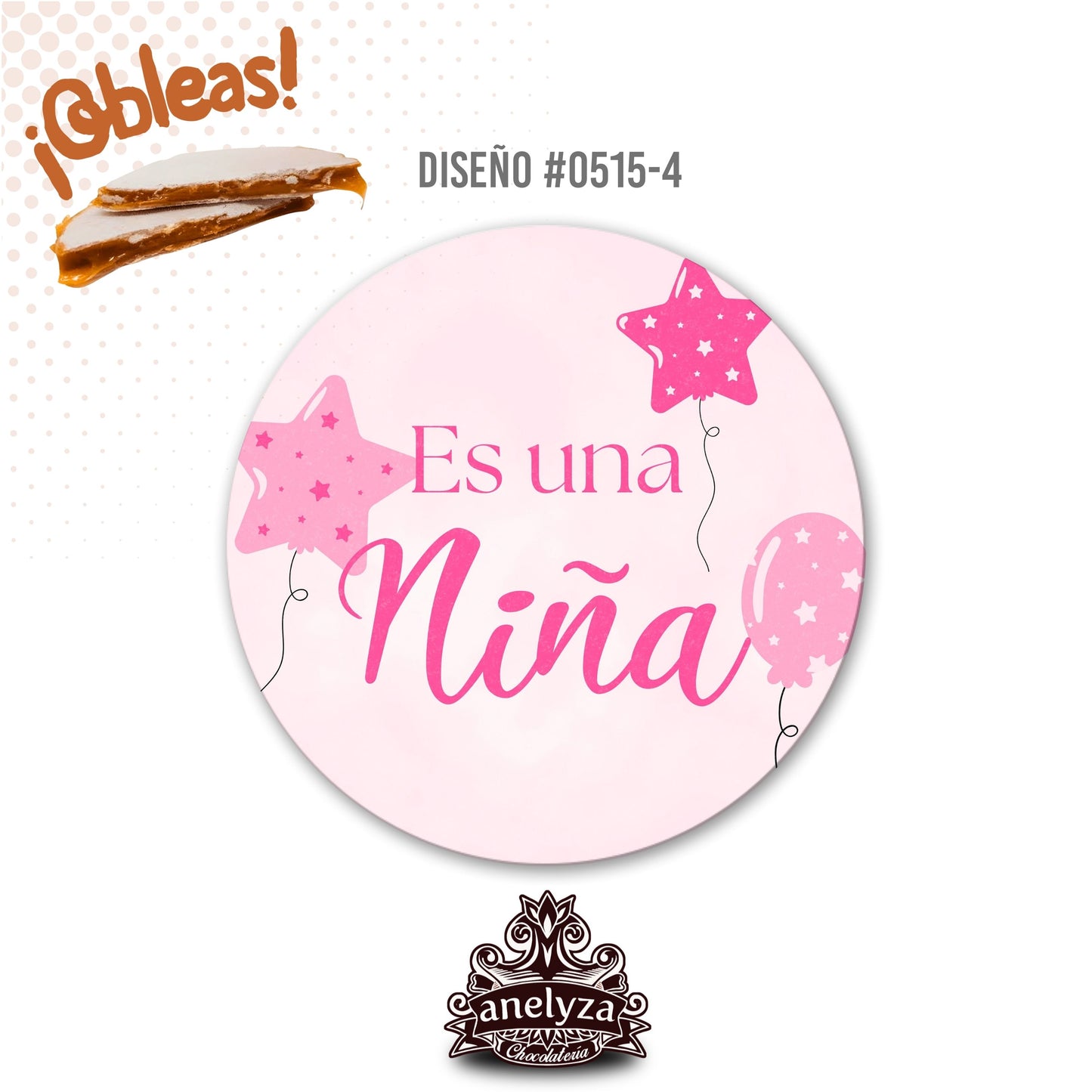 OBLEAS RELLENAS PERSONALIZADAS DISEÑO #0515-4 REVELACIÓN DE SEXO