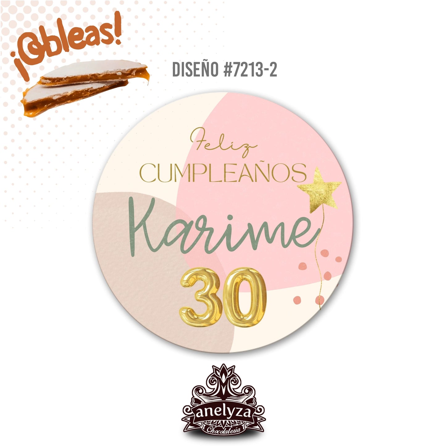 OBLEAS RELLENAS PERSONALIZADAS DISEÑO #7213-2 CUMPLEAÑOS MUJER