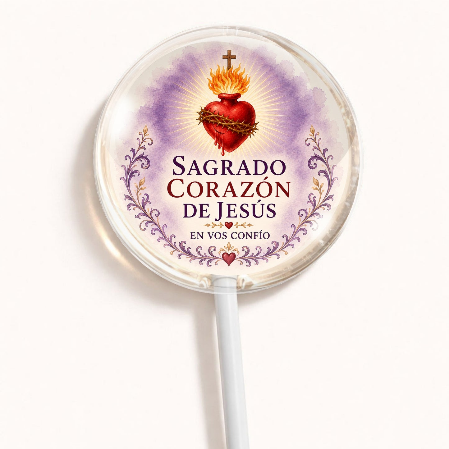 PALETAS DE CARAMELO PERSONALIZADAS DISEÑO RELIGIOSO #4829-1 SAGRADO CORAZÓN DE JESÚS