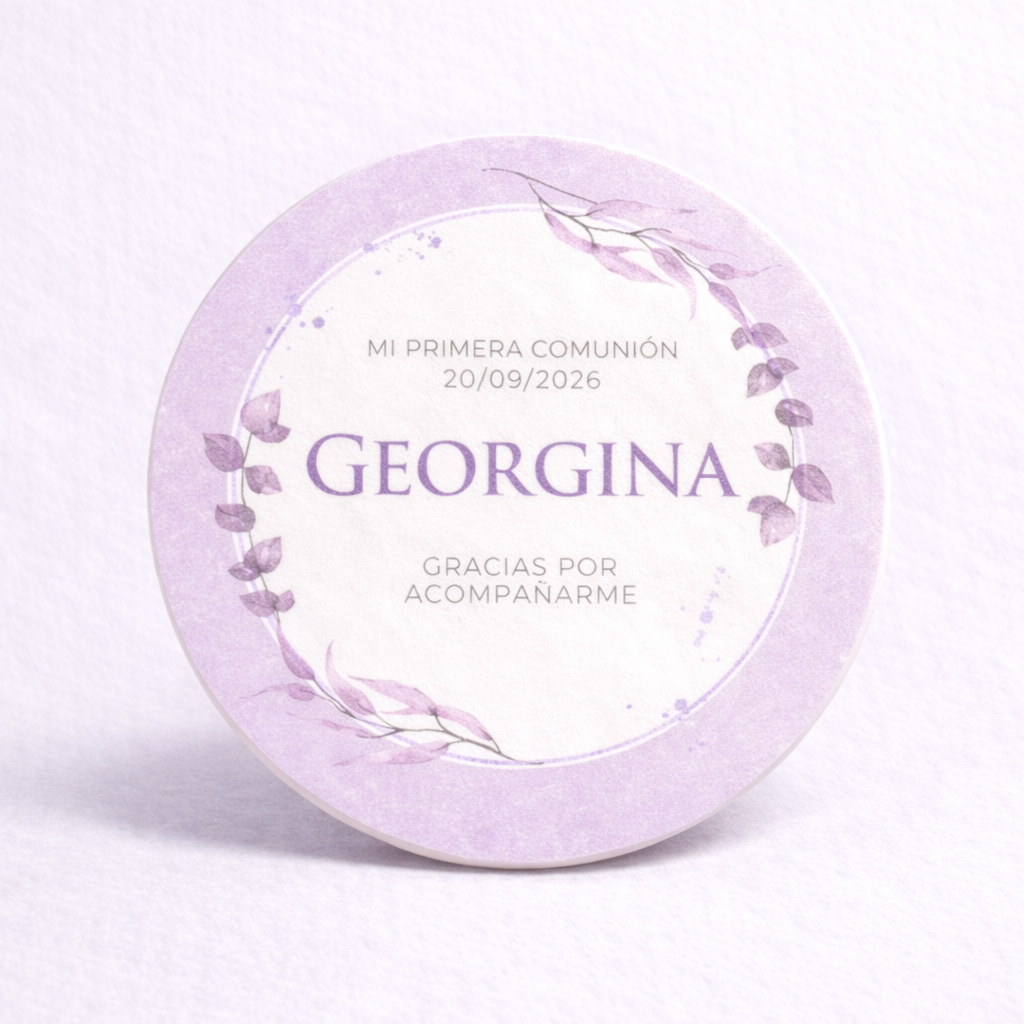 OBLEAS RELLENAS PERSONALIZADAS DISEÑO #2327 MORADO LILA PRIMERA COMUNIÓN