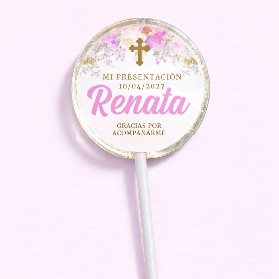 PALETAS DE CARAMELO PERSONALIZADAS DISEÑO #6202-7 PRESENTACIÓN DE 3 AÑOS
