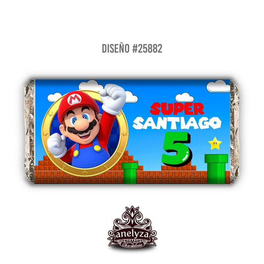 BARRAS DE CHOCOLATE PERSONALIZADAS DISEÑO #25882 MARIO BROS FIESTAS INFANTILES