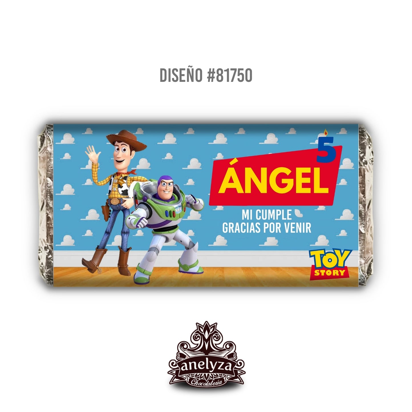 BARRAS DE CHOCOLATE PERSONALIZADAS DISEÑO #81750 TOY STORY FIESTAS INFANTILES
