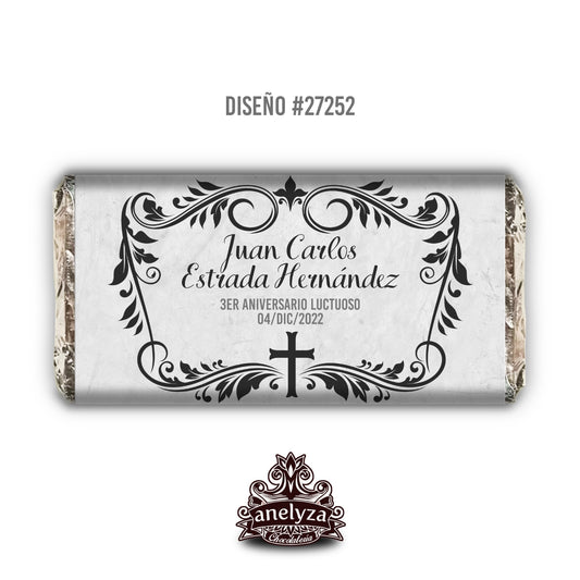 BARRAS DE CHOCOLATE PERSONALIZADAS DISEÑO #27252 ANIVERSARIO LUCTUOSO