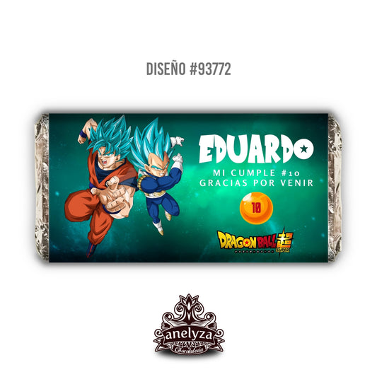 BARRAS DE CHOCOLATE PERSONALIZADAS DISEÑO #93772 DRAGON BALL SUPER FIESTAS INFANTILES
