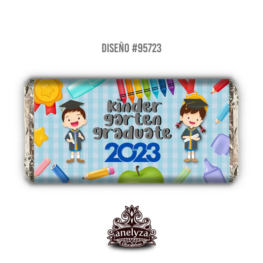 BARRAS DE CHOCOLATE PERSONALIZADAS DISEÑO #95723 GRADUACION KINDERGARTEN NIÑO Y NIÑA