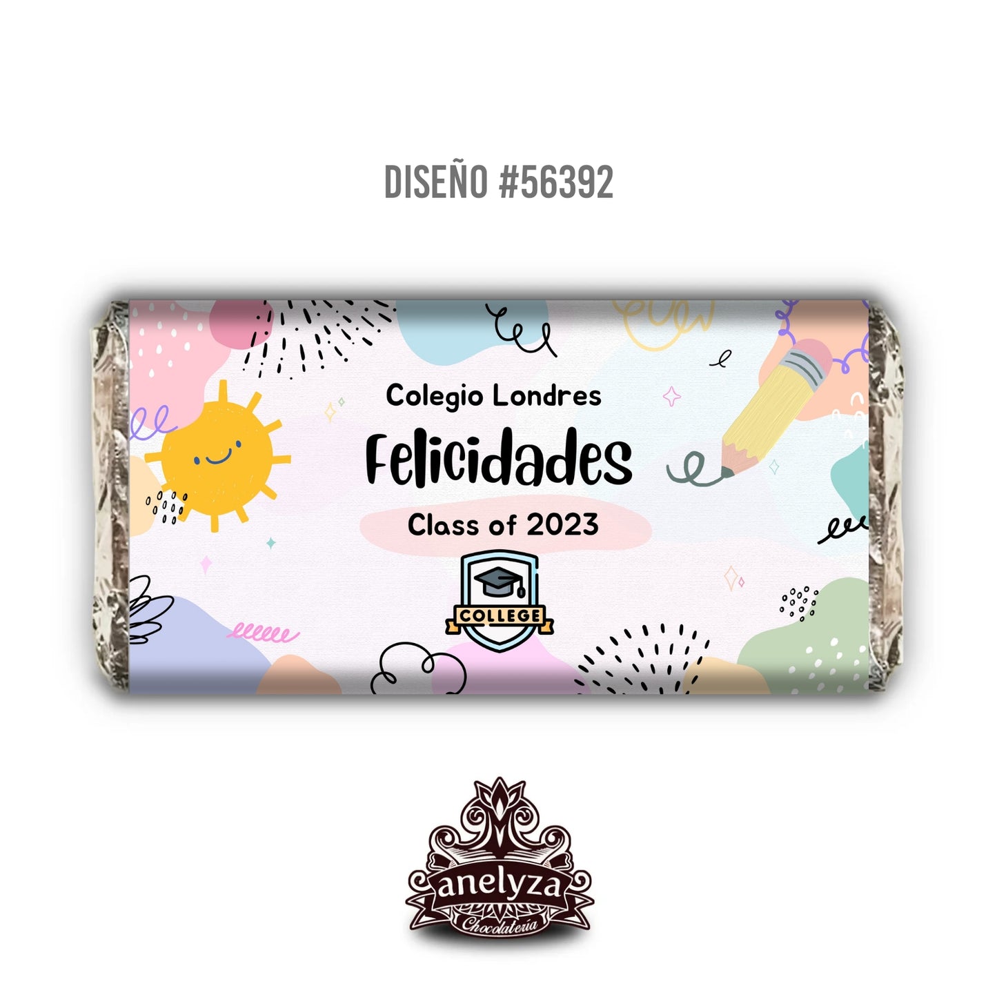 BARRAS DE CHOCOLATE PERSONALIZADAS DISEÑO #56392 GRADUACION KINDERGARTEN LOGO