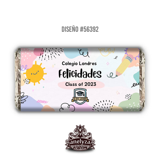 BARRAS DE CHOCOLATE PERSONALIZADAS DISEÑO #56392 GRADUACION KINDERGARTEN LOGO