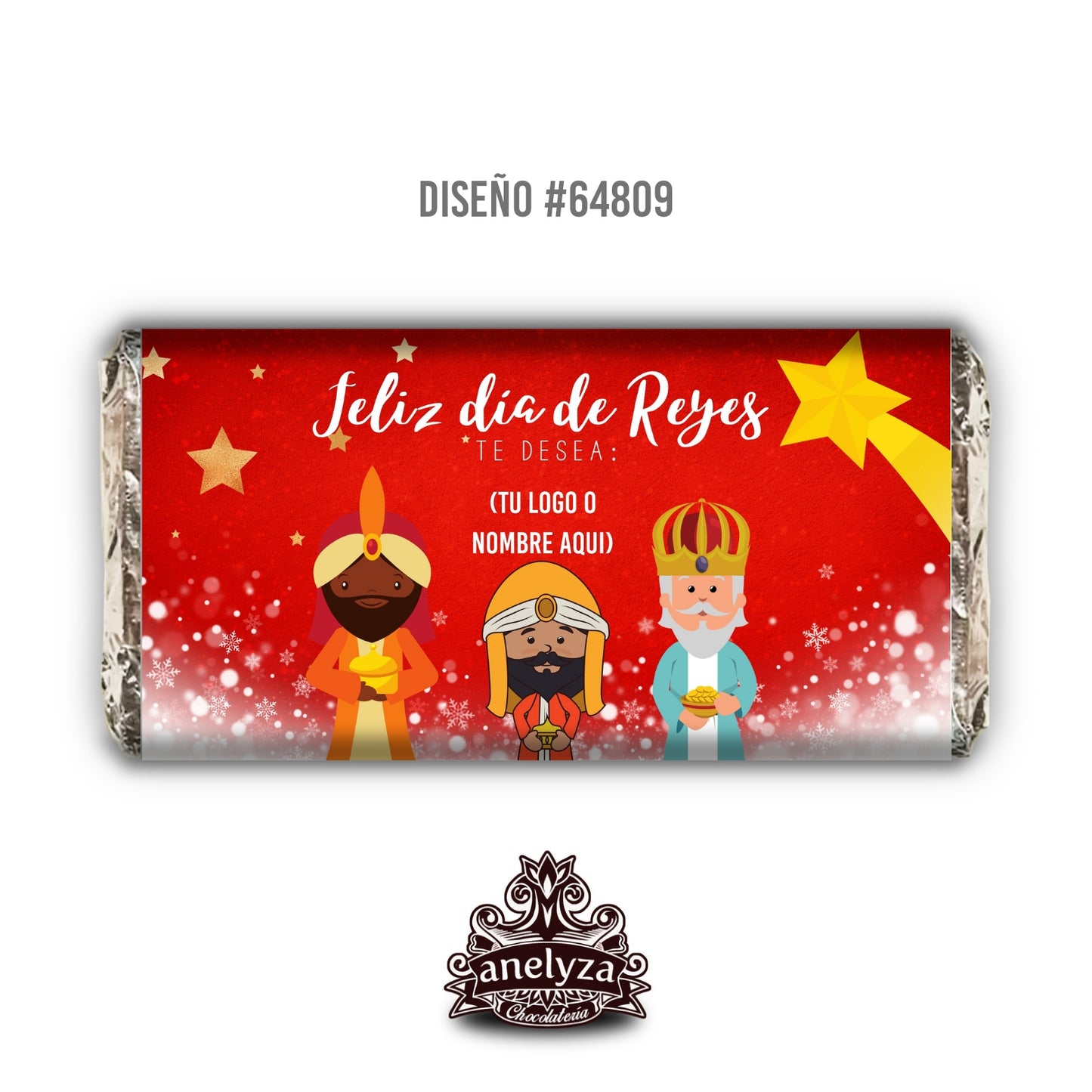 BARRAS DE CHOCOLATE PERSONALIZADAS DISEÑO #64809 REYES MAGOS