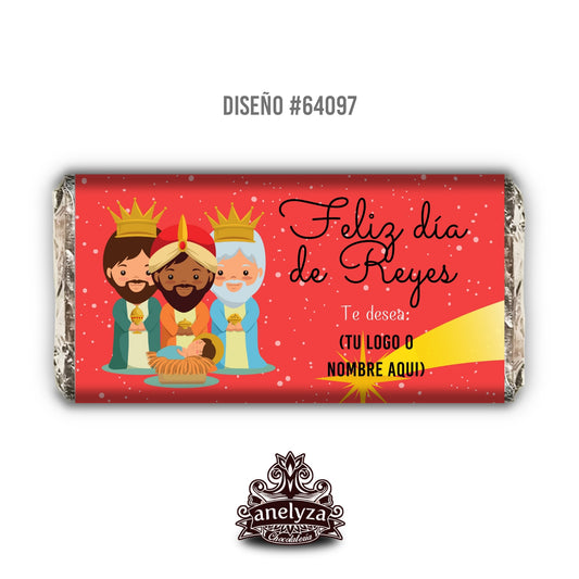 BARRAS DE CHOCOLATE PERSONALIZADAS DISEÑO #64097 REYES MAGOS