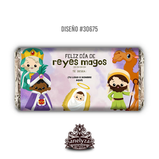 BARRAS DE CHOCOLATE PERSONALIZADAS DISEÑO #30675 REYES MAGOS
