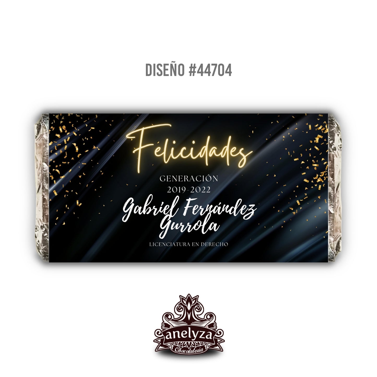 BARRAS DE CHOCOLATE PERSONALIZADAS DISEÑO #44704 GRADUACION