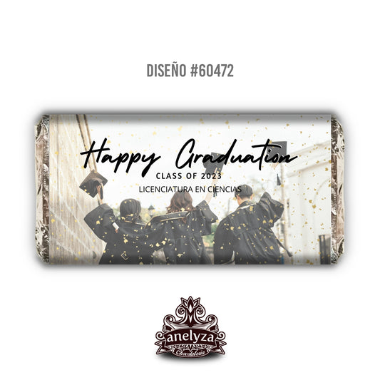 BARRAS DE CHOCOLATE PERSONALIZADAS DISEÑO #60472 GRADUACION
