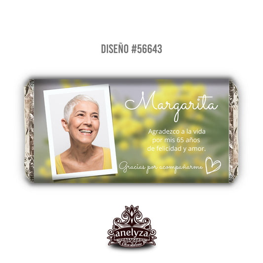 BARRAS DE CHOCOLATE PERSONALIZADAS DISEÑO #56643 CUMPLEAÑOS DE MUJER CON FOTO