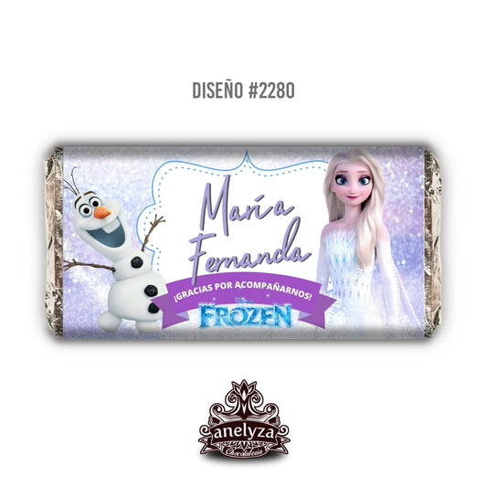 BARRAS DE CHOCOLATE PERSONALIZADAS DISEÑO #2280 ELSA FROZEN FIESTAS INFANTILES