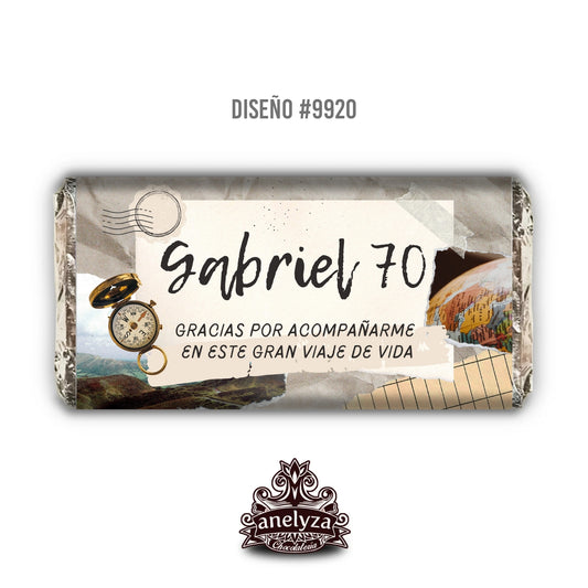 BARRAS DE CHOCOLATE PERSONALIZADAS DISEÑO #9920 CUMPLEAÑOS HOMBRE BRUJULA