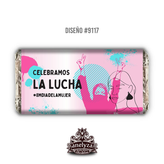 BARRAS DE CHOCOLATE PERSONALIZADAS DISEÑO #9117 DIA INTERNACIONAL DE LA MUJER LUCHA