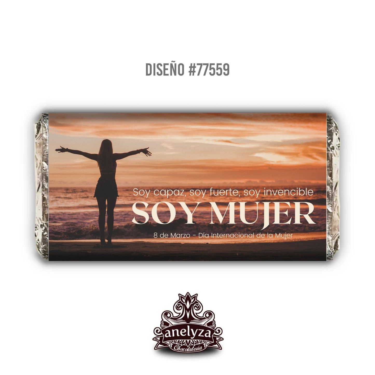 BARRAS DE CHOCOLATE PERSONALIZADAS DISEÑO #77559 DIA INTERNACIONAL DE LA MUJER MAR