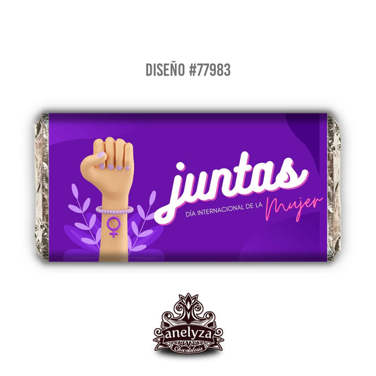 BARRAS DE CHOCOLATE PERSONALIZADAS DISEÑO #77983 DIA INTERNACIONAL DE LA MUJER PUÑO