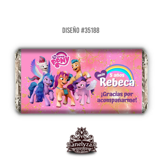 BARRAS DE CHOCOLATE PERSONALIZADAS DISEÑO #35188 MY LITTLE PONY FIESTAS INFANTILES