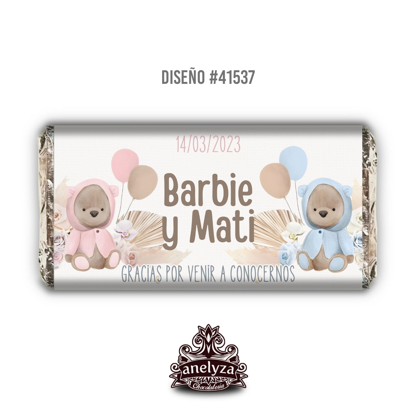 DESIGN #41537 TWIN BEARS BIRTH/BABY SHOWER CHILDREN'S PARTIES