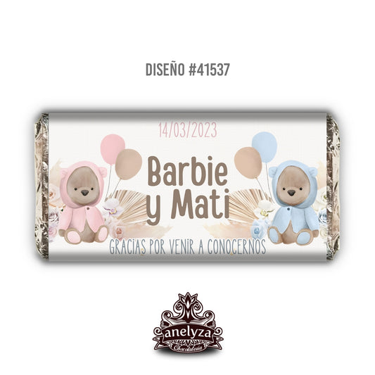 DESIGN #41537 TWIN BEARS BIRTH/BABY SHOWER CHILDREN'S PARTIES