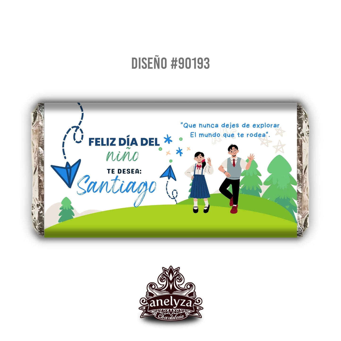 BARRAS DE CHOCOLATE PERSONALIZADAS DISEÑO #90193 DIA DEL NIÑO