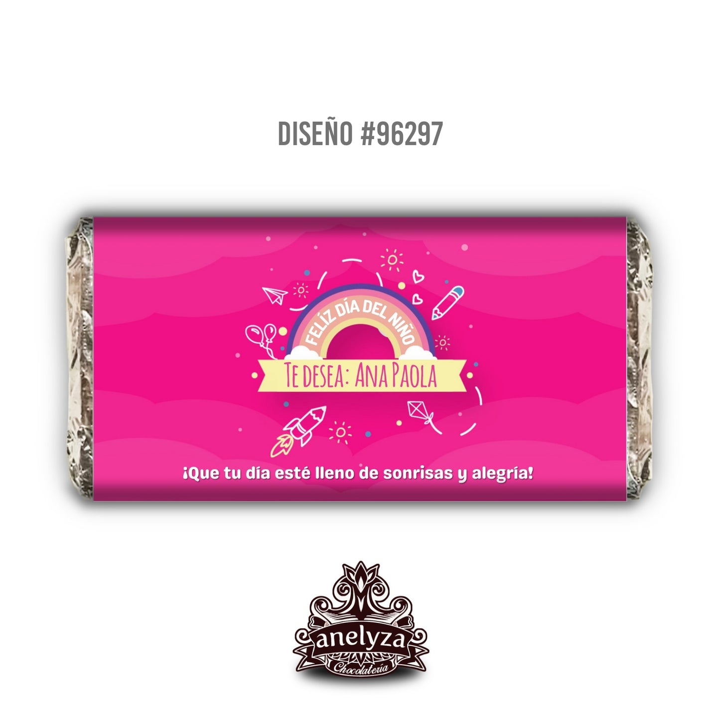 BARRAS DE CHOCOLATE PERSONALIZADAS DISEÑO #96297 DIA DEL NIÑO