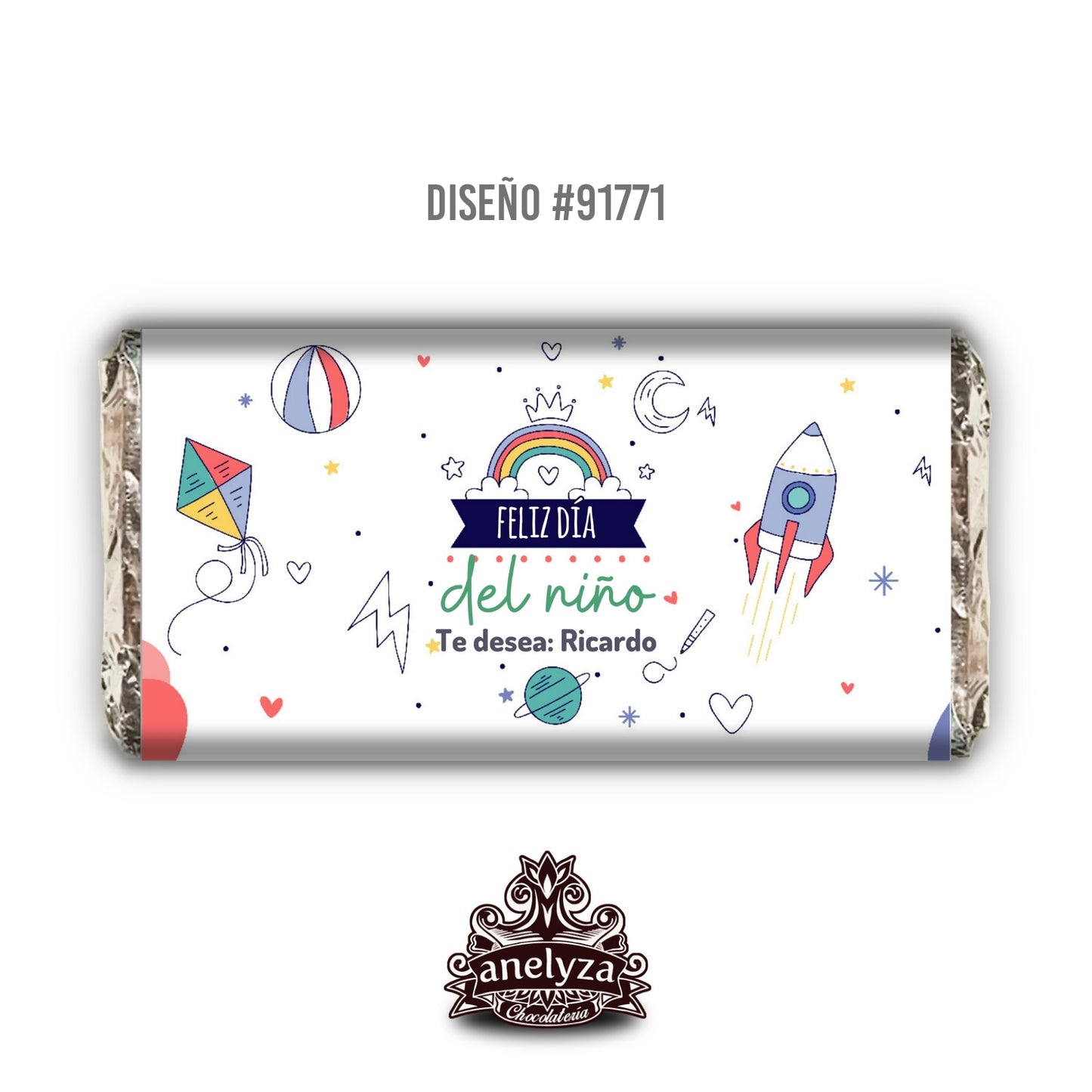 BARRAS DE CHOCOLATE PERSONALIZADAS DISEÑO #91771 DIA DEL NIÑO